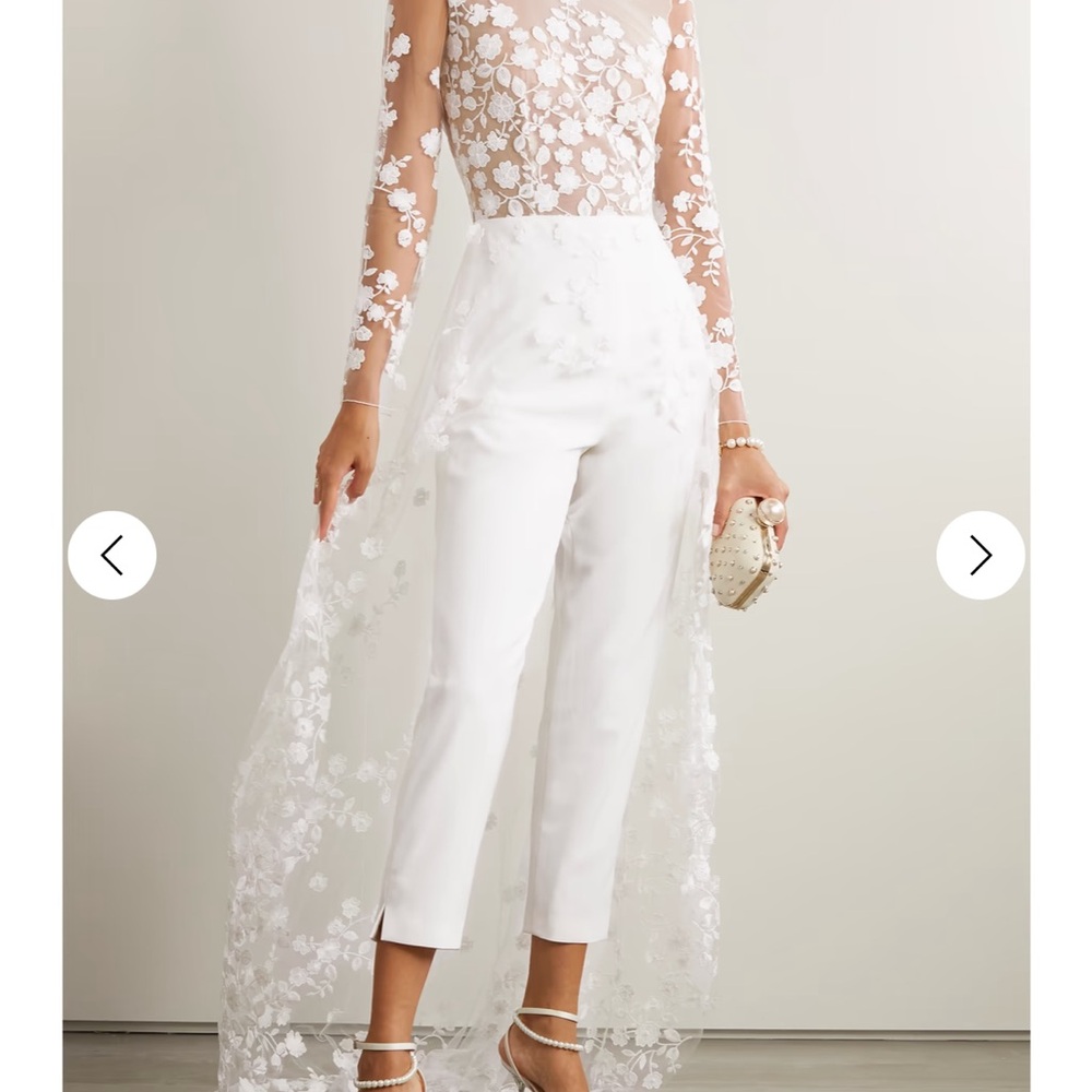 BRAND NEW Rime Arodaky Patsy lace-trimmed embroidered tulle and crepe jumpsuit!!